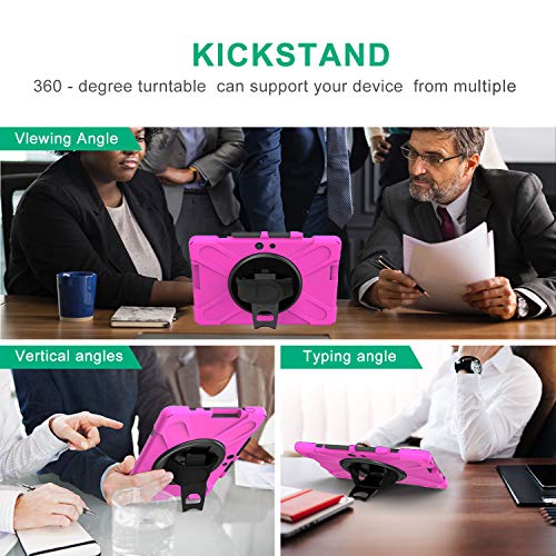 Coque Surface Pro X rose rouge avec béquille rotative et bandoulière ajustable - 2