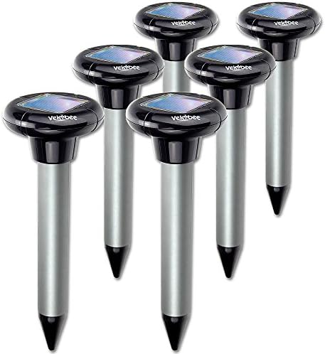 Vekibee Pack of 6 Sonic Mole Repellent Solar Gopher Repellent Ultrasonic Vole Chaser Mole Deterrent Sonic Spike Gopher Stake Rodent Repellent Ultrasonic Pest Repellent Good As Mole Killer Poison