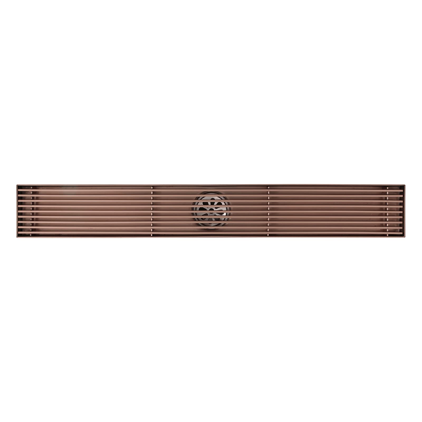 24 Zoll Lange lineare Duschrinne mit herausnehmbarem Musterrost und Haarsieb, Edelstahl 304, roségoldene Oberfläche