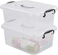 Vista 8 de Contenedores transparentes de 8 cuartos de galón con mango azul marino, cajas de almacenamiento de plástico, 2 paquetes