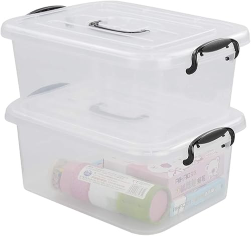 Contenedor de almacenamiento transparente de 8 cuartos con asa, 2 paquetes