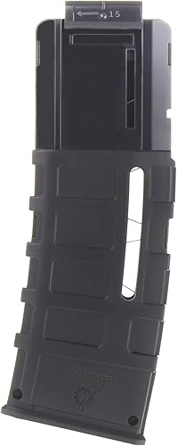 WORKER F10555 - Clip de revista de 15 dardos para Nerf N-Strike Elite (negro transparente)