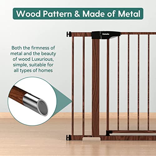Mom's Choice Award Winner-Babelio 29-40" Metal Baby Gate With Brown Wood Pattern, Easy Install Pressure Mounted Dog Gate, Ideal For Stairs And Doorways, With Wall Protectors And Extenders #TOP1