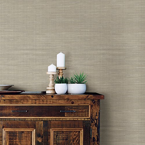Nuwallpaper Nus2215 Wheat Grasscloth Peel & Stick Wallpaper, Neutral #TOP1