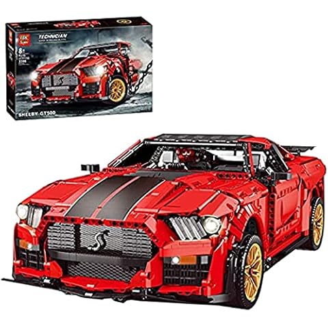 Technic Sports Car Building Kit for Shelby Gt500 2020, 3386 Pcs Red Super Sports Car Building Set, Collectible Racing Car Model Set, Compatible with Lego Technic (Without Motor) (GT500) Cover