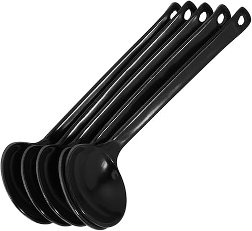 Cuchara de sopa asiática de melamina negra, cucharas japonesas de mango largo, fideos, ramen, wonton, bola de masa de arroz, cuchara Pho a granel