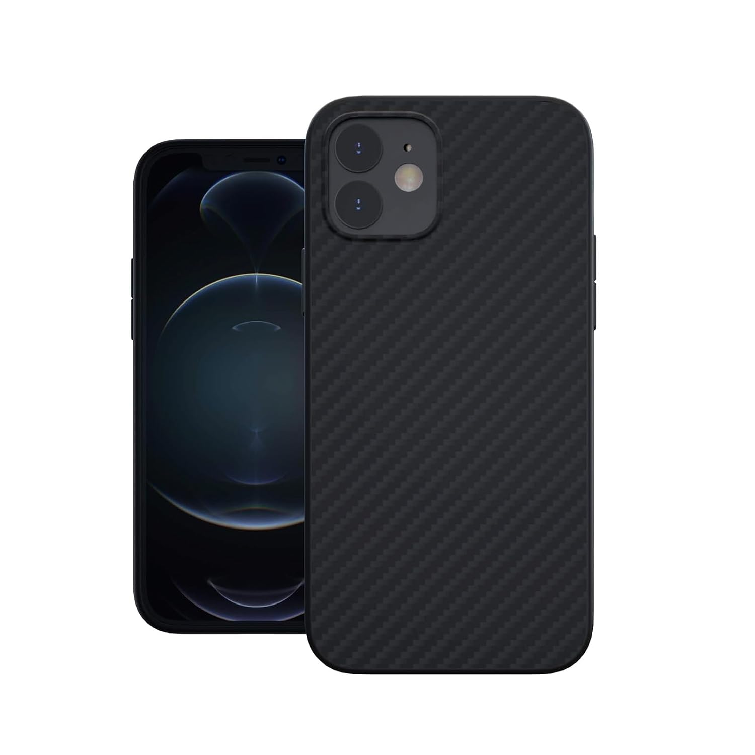 Designed by Evutec Compatible with iPhone 12, Aramid Fiber Cases Cover, Military-Grade Drop Protection, Slim Smooth Phone Case with AFIX+ Free Vent Mount for iPhone 12 (Karbon Black)