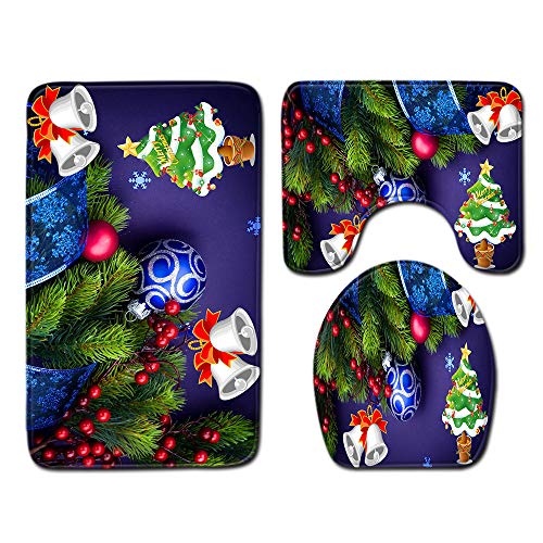 Kjhds Juego de 3 Piezas de Alfombrilla de Juguete navideña para baño, Alfombrilla Absorbente Antideslizante para el Suelo, Alfombra para Ducha, Alfombrilla para pies Suave de Franela, 50 * 80 cm 02