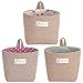 JLNGTHONG 3 Pcs Borsa Portaoggetti da Parete Appeso，Cotone Lino Cestino Bag Borse Portaoggetti da Appendere Cestini Pieghevoli in Cotone e Lino per Installare Cosmetici, Chiavi, Giocattoli