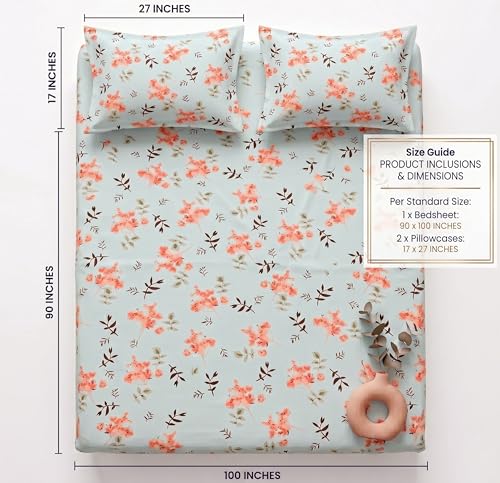 Image of HOMEKART 210 TC Premium Cotton Double Bed Bedsheet with 2 Pillow Covers | Double Bed Sheet Set | Soft, Breathable, Skin Friendly, Wrinkle Resistant & Fade Resistant |228 x 254 cm | Bedding for Home