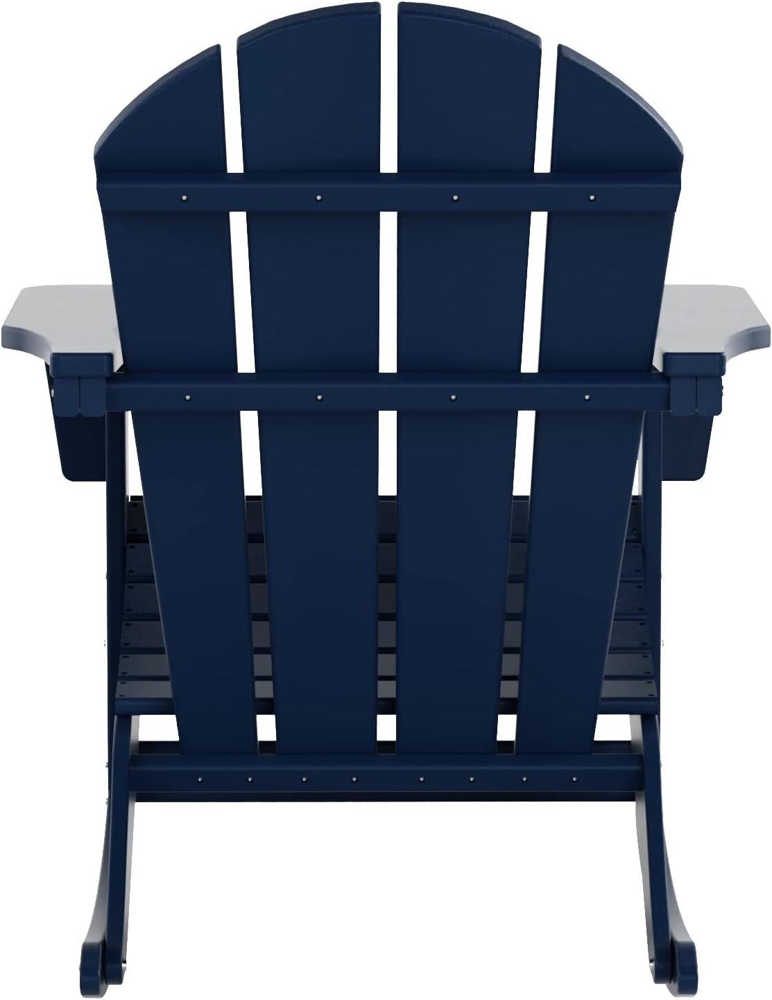 WO WESTIN OUTDOOR HDPE Laguna Outdoor Rocking Poly Adirondack Chair with Side Table 3-Piece Set, Navy Blue