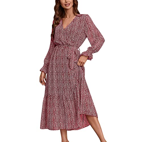 Robe portefeuille à fleurs ajustée avec ceinture plissée