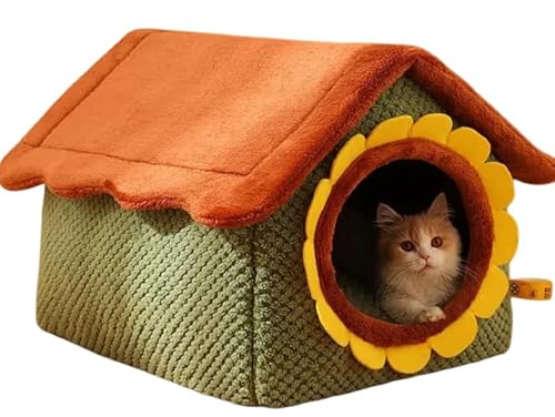 LumingLight猫 屋根付きハウス ハウス ペットットベッド ペッして洗えます 小型犬 犬小屋 室内用 おしゃれ 48*40*39cm 保温 寒さ対策 グレー (43*36*34cm,グリーン)