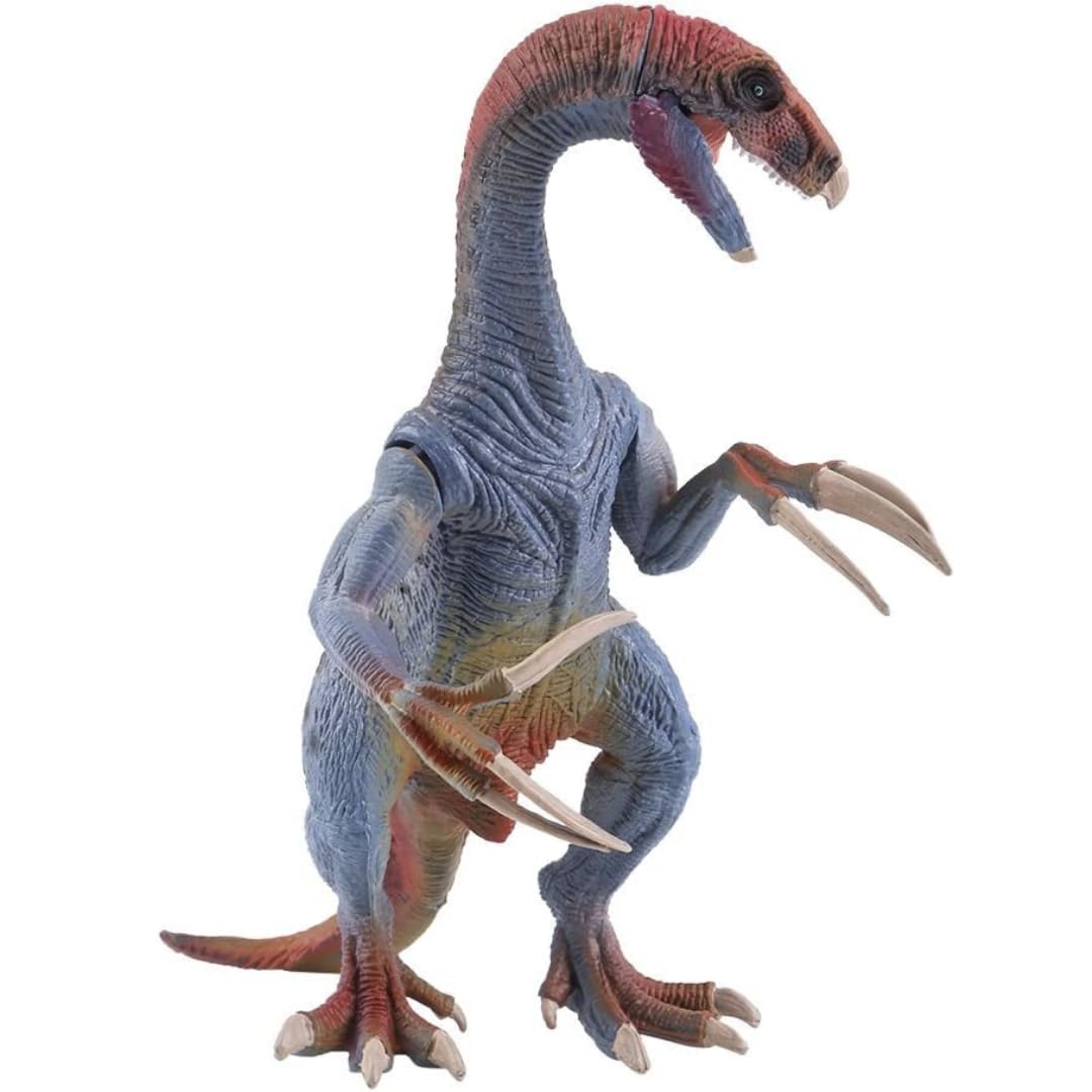 Blue Aura Therizinosaurus Dinosaur Toy with Movable Mouth Big Size 20 X 18.5CM for Boys & Girls Dinosaur Action Figures Vinyl Plastic | Blue Red Long Nail Dino
