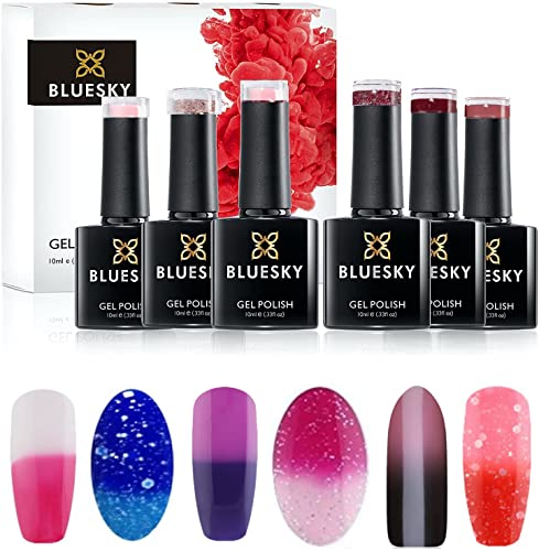 BLUESKY Nail Gel Polish Gift Set Chameleon Gift Set Boxed 6 Chameleon Color Change 10ml Gels (Requires Drying under UV/LED Lamp)