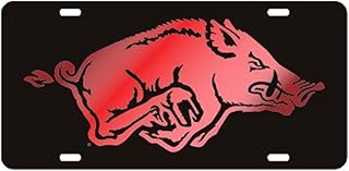 Craftique Arkansas Razorbacks Black w/Red Logo Laser Cut License Plate