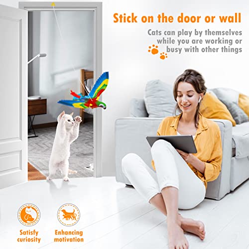 Flying Bird Cat Toy, 2023 New Simulation Bird Interactive Cat Toy For Indoor Cats, Automatic Hanging Eagle Flying Bird Funny Cat Interactive Toy Supplies For Cats Kitten Play Chase Exercis（Parrot） #TOP2