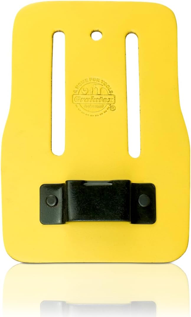 Graintex Measuring Tape Holder for Tool Belt, Premium Top Grain Leather, Steel Tape Holder Clip, Fits up to 3" Wide Belt for Electricians, Carpenters, Contractors, Framers