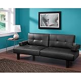 Mainstay Connectrix Faux Leather Futon, Multiple Colors (Black)