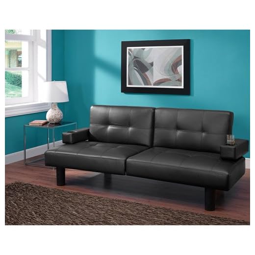 Mainstay Connectrix Faux Leather Futon, Multiple Colors (Black)