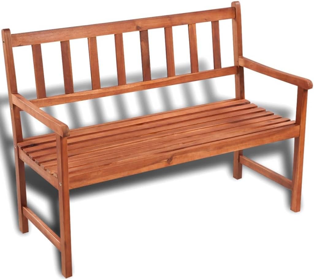 vidaXL ic Patio Bench in Solid Acacia Hardwood, 47.2”- Comfortable Outdoor Seating with Armrests and Weather- Finish