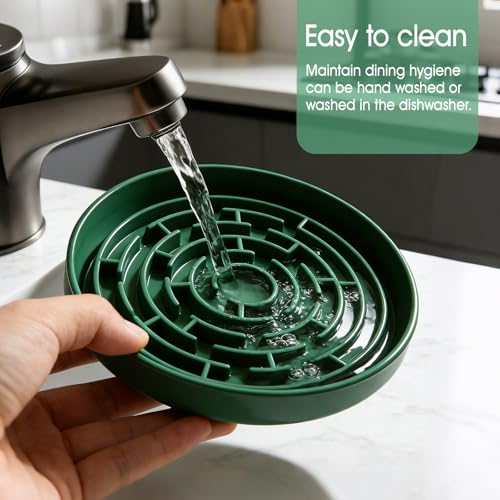 KOAIDOLMO Silicone Slow Feeder Bowl, with Non-Slip Suction Cups, Anti-Choking, Puppy Puzzle Bowl, Slows Down Eating Speed, Relieves Anxiety, Suitable for S&M Sized Dogs and Cats(Green by KOAIDOLMO - Used condition - Image 6