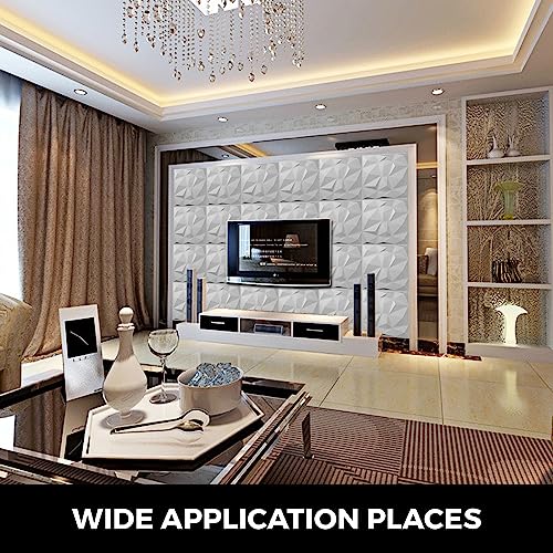 Azulejos de pared autoadhesivos 3D de fácil instalación, 13 piezas en PVC blanco 4