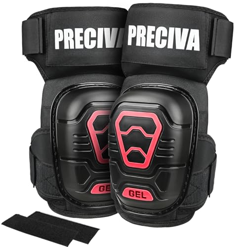 Preciva Rodilleras de Trabajo con Gel, Rodilleras Profesionales para el Trabajo, Jardinería y Construcción con Suplementario Correas Dobles y Fácil Fijación