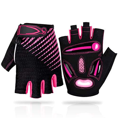 LUROON Guantes Ciclismo Gel Almohadilla Guantes de Bicicleta para Hombres Mujeres Guantes MTB Tela Transpirable Antideslizante Verano Guantes Bicicleta Montaña Medio Dedo