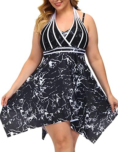 Hanna Nikole Women Tummy Control Tankini Swimsuit 2 Piece Flowy Bathing Suit for Maternity with Boyshorts 18W