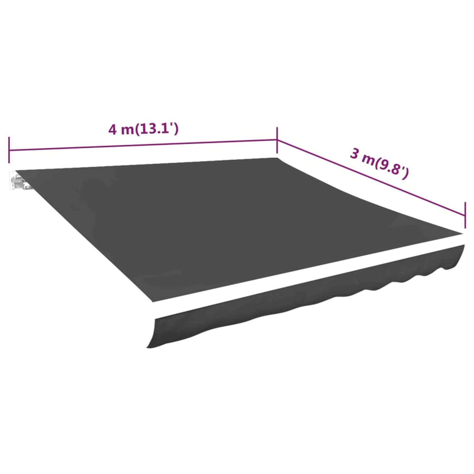 Tidyard Tissu de Remplacement pour Auvent Tissu de Rechange pour Store Toile d'auvent Store Banne pour Patio, Terrasse ou Jardin Imperméable Anthracite 400x300 cm