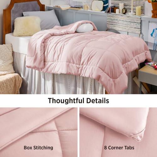 Image of Bedsure Comforter Duvet Insert - Quilted Comforters Twin Size, All Season Duvet, GentleSoft Down Alternative Bedding Blanket, with 8 Tabs, Gifts for Women /Men, Pink, Twin 88 x 68 Inches