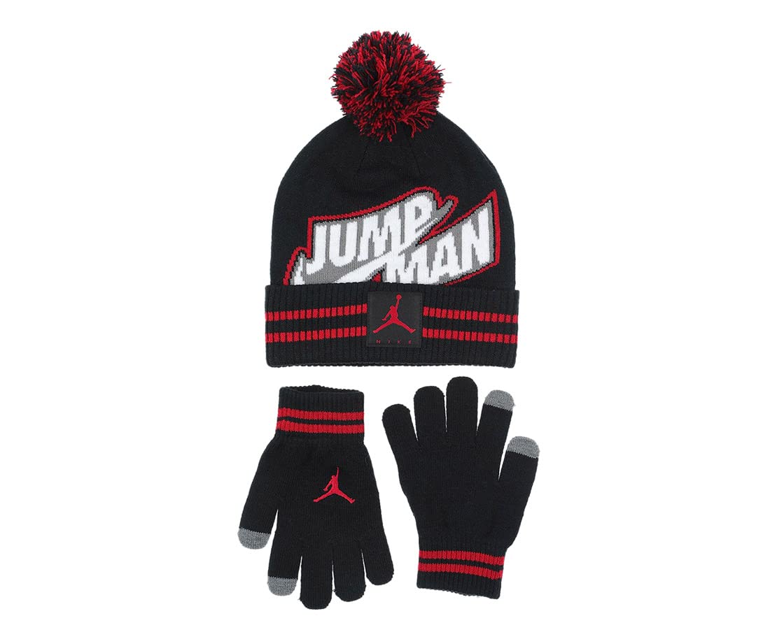Nike Jumpman Glove & Beanie Hat Boys Clothing Set Size OSFM, Color: Black/Red