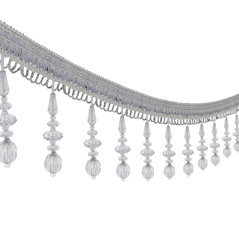 SePkus Décoration de Pompon exquise, 6 mètres de Perles, Franges de Rideau, Perles de Citrouille suspendues, Bord de Rideau en Dentelle (Gris) (Gris)