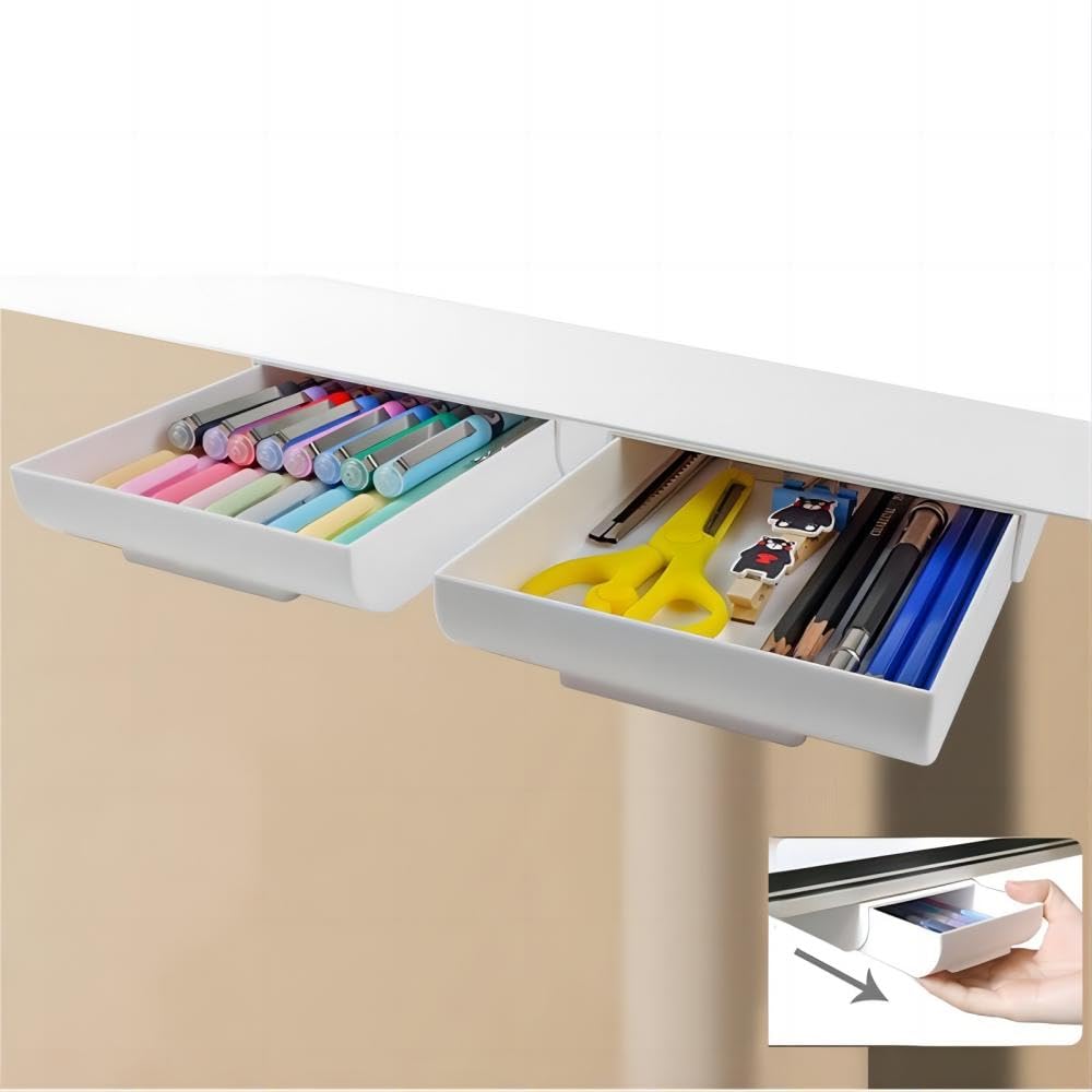 Large Under Desk Drawer Organizer Slide Out, 2 Pack Prncil Holder Desk ...