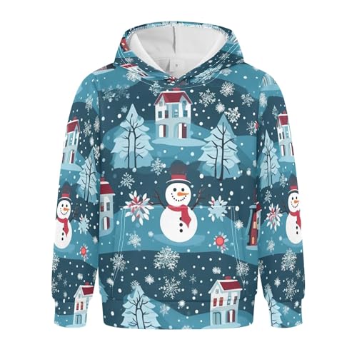 Kids Hoodies Sweaters Christmas Snowman Hooded Sweatshirts with Big Pockets for Boys Girls B0400034