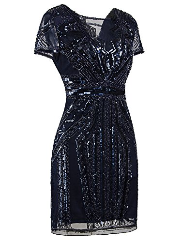 Image of Vijiv 1920s Short Prom Dresses V Neck Inspired Sequins Cocktail Flapper Dress