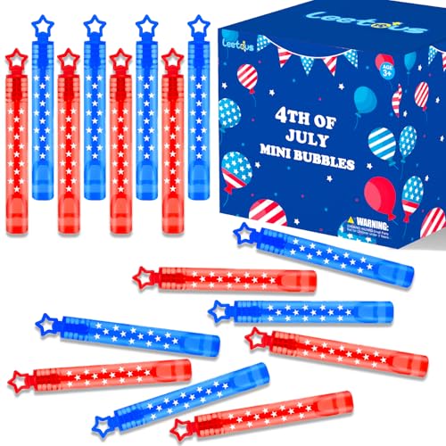 Image of Red White Blue Party Favors Supplies Bulk 100 Pack, 4th of July Mini Bubbles Goodie Treat Gift Bags Stuffers for Kids, Fourth of July Accessories Decorations Giveaways for Patriotic Summer Beach Pool