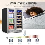 24 Inch Dual Zone Wine and Beverage Refrigerator, Built-in or Freestanding Cooler with French Doors, Under Counter Drink Fridge with Upgraded Compressor for Beer, Wine, and Soda - Image 4