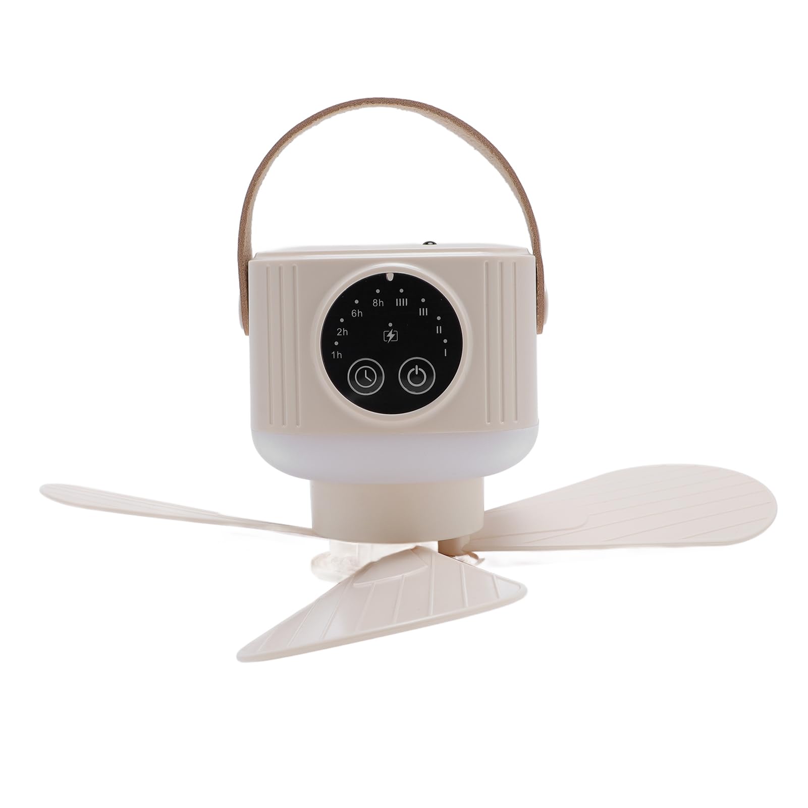 Asixxsix Camping -Lüfter mit LED -Laterne, 3600 -mAh -Batterie USB -wiederaufladbarer Deckenventilator in Aromatherapie Box Tragbarer Hängeventilator für Zelt, Camping, Outdoor (Creme)
