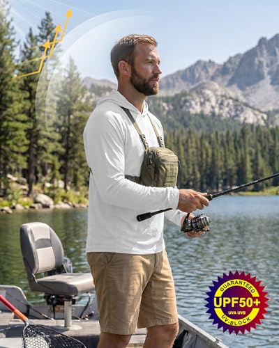 Image of FISHEAL Men's Camo Fishing Hoodie, UPF 50+ Long Sleeve Sun Protection Shirt