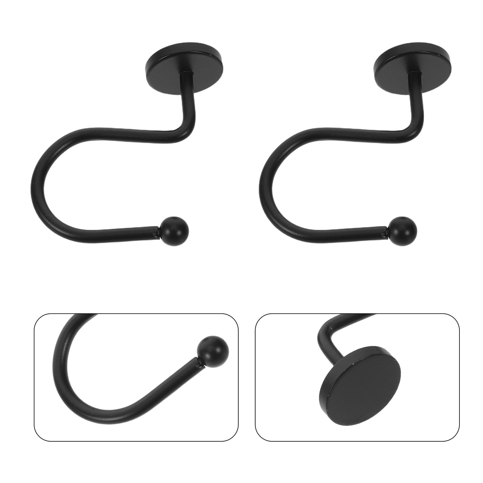 jojofuny Crochets Métalliques Ronds pour Rideau de Bain, Lot de 24 Noirs