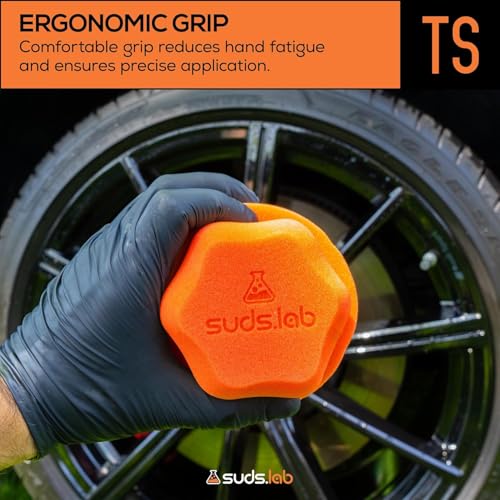 Image of Suds Lab TS Tire Shine Applicator - Reusable Foam Tire Dressing Applicator Pad, Tire Shine Brush, Ideal for Car Tire Shine Gel, Tire Balm, Tire Cleaner, and Tire Applicator Sponge for even application