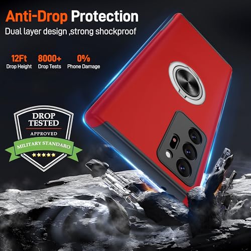 Coque Samsung Note 20 Ultra pour éviter les chutes avec anneau et béquille rouge - 4