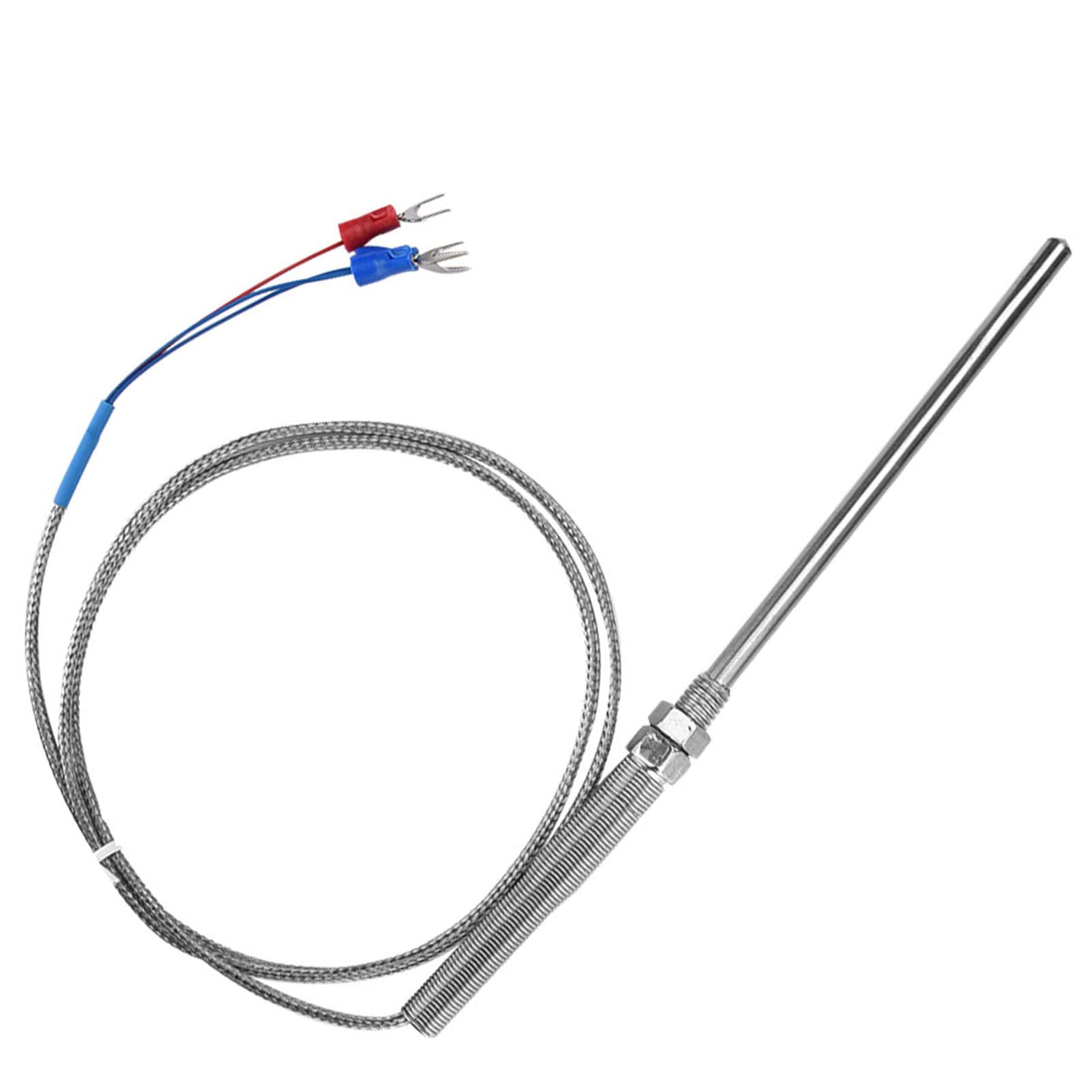 PT100 Platinum Resistor Thermocouple Probe, M8 Thread Temperature Sensor with 100mm Probe and Wire, 0-400℃ High - Temperature Resistance for Industrial Measurement (1M)