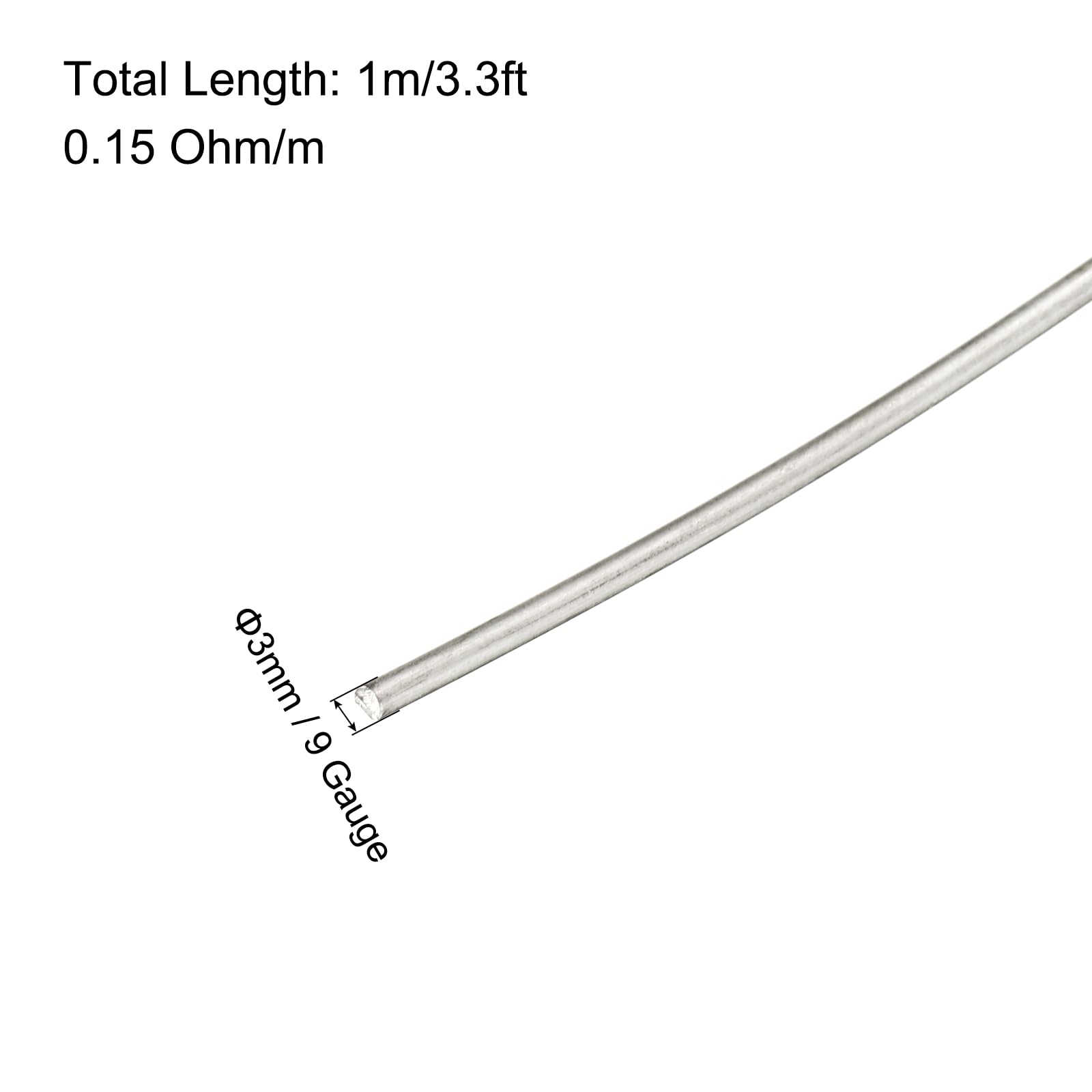 MECCANIXITY 9 Gauge Nichrome 80 Cr20Ni80 Heating Resistance Wire 3.3ft High Temperature for Electronic Components Repairing