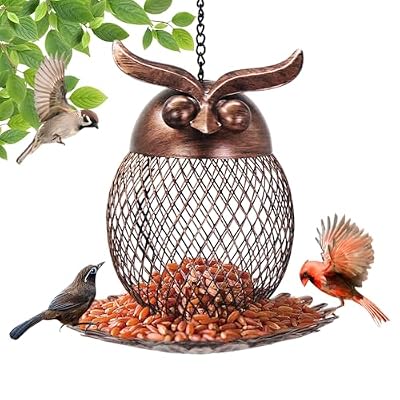 QZLOHOM Bird Feeder for Outdoor, Squirrel Proof Metal Wild Bird Feeder Decoration for Hanging Outside Garden Yard, Cute Cat-Shaped