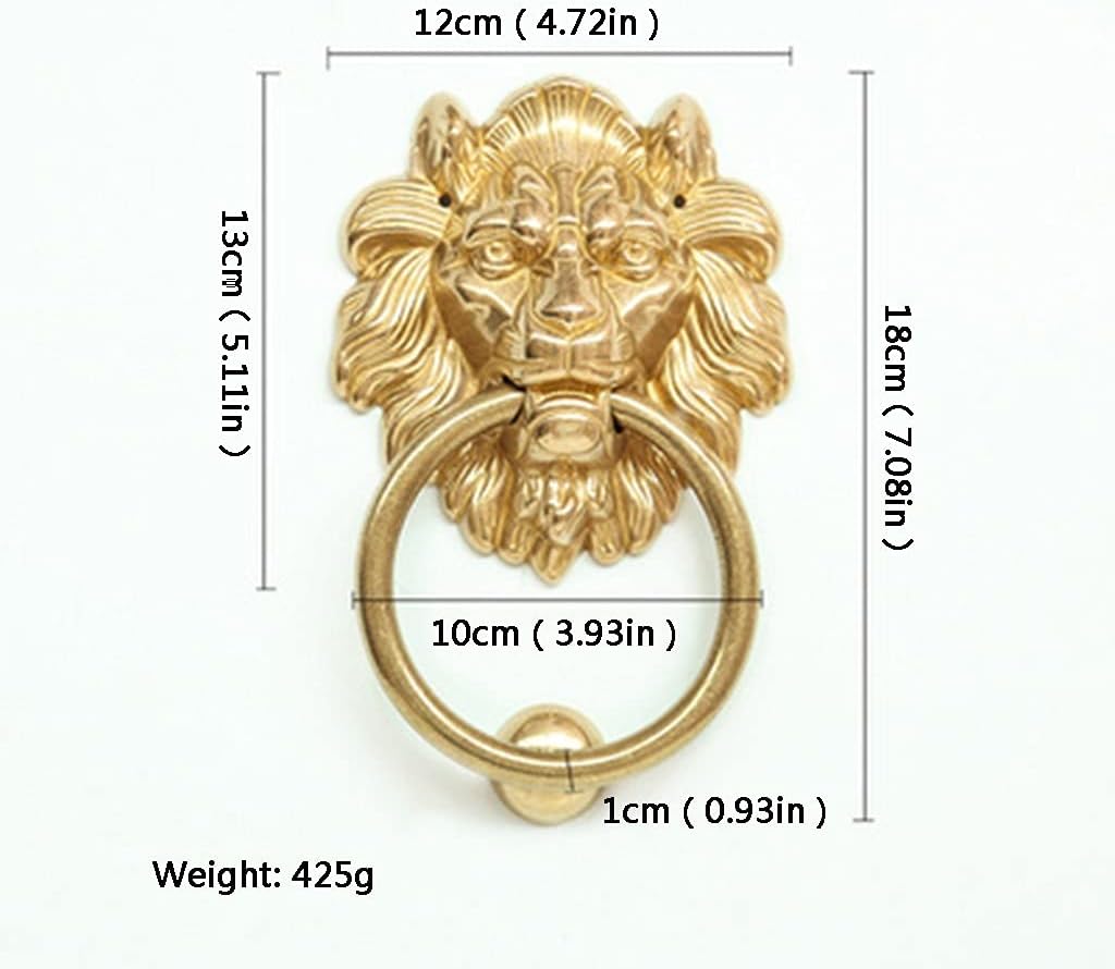 TiLeze Brass Door Knockers Door Handle Antique Door Knocker Strike Plate Door Knockers for Front Door Brass (Color : Brass, Size : 18 * 12Cm)
