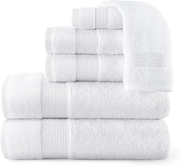Peacock Alley Liam Turkish Bath Towels - 600 Gram Weight, Extra-Long Staple Low Twist Cotton - Luxury Bath Towel Collection in 4 Colors - 6pc Towel Set White