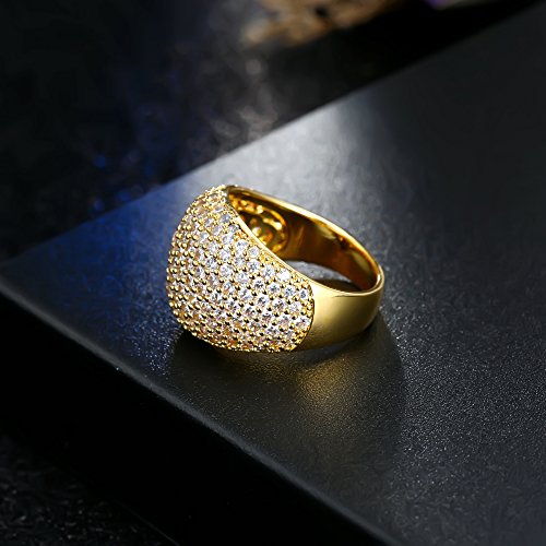 Hiyong YMSDE37Y-6 White Diamond Accent Dome Ring - Cluster Cubic Zirconia Paved Statement Wide Bands Size 5-11 thumb #3